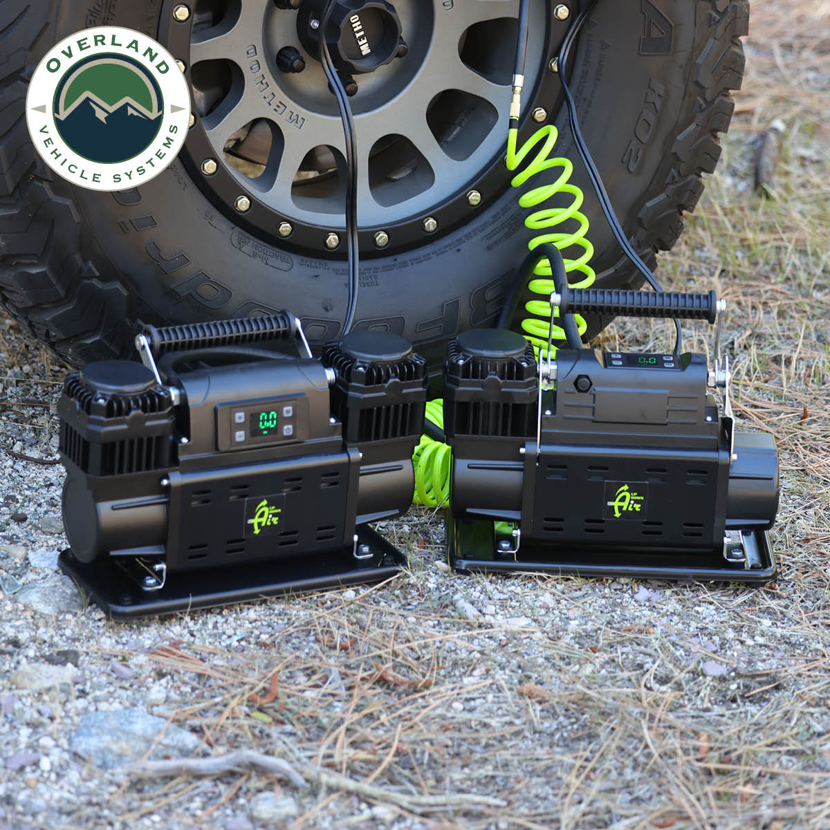 EGOI Portable Single/Dual Motor Digital Air Compressor System With Control Panel, Storage Bag, Hose & Attachments