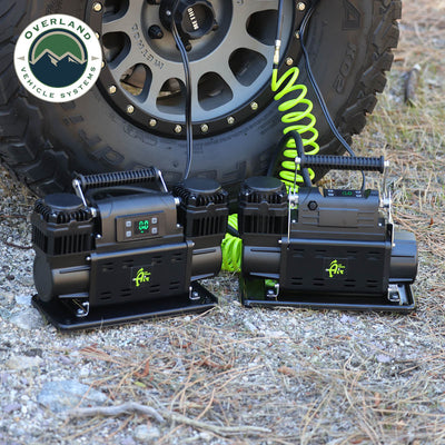EGOI Portable Single/Dual Motor Digital Air Compressor System With Control Panel, Storage Bag, Hose & Attachments